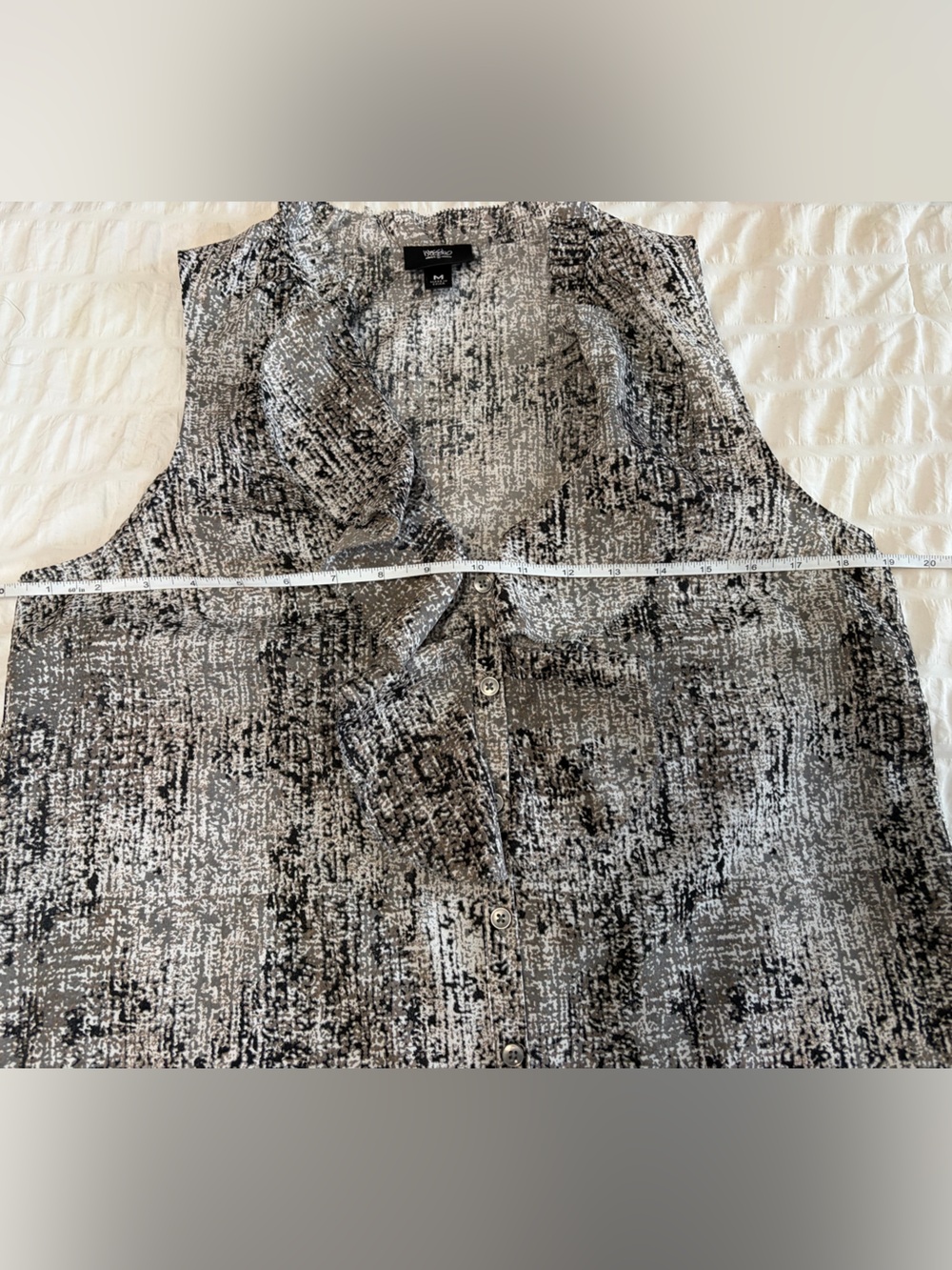 Mossimo Textured Look Ruffle Neck Sleeveless Top - Gray & Black - Picture 10 of 16